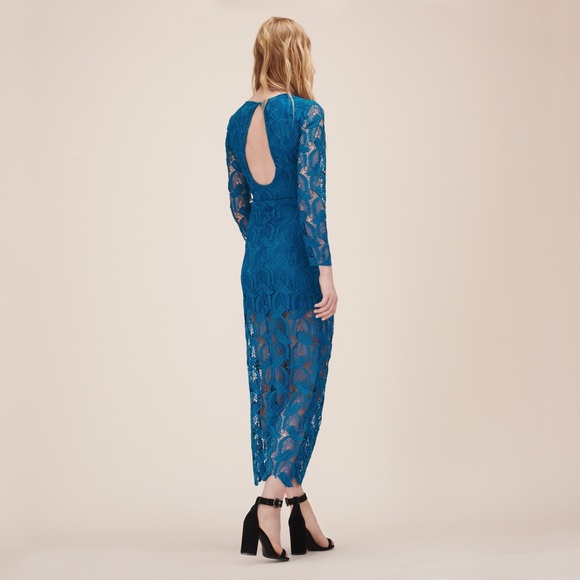 Maje Rosanne Lace Dress Bleu Guipure Maxi Long XS - Picture 9 of 13